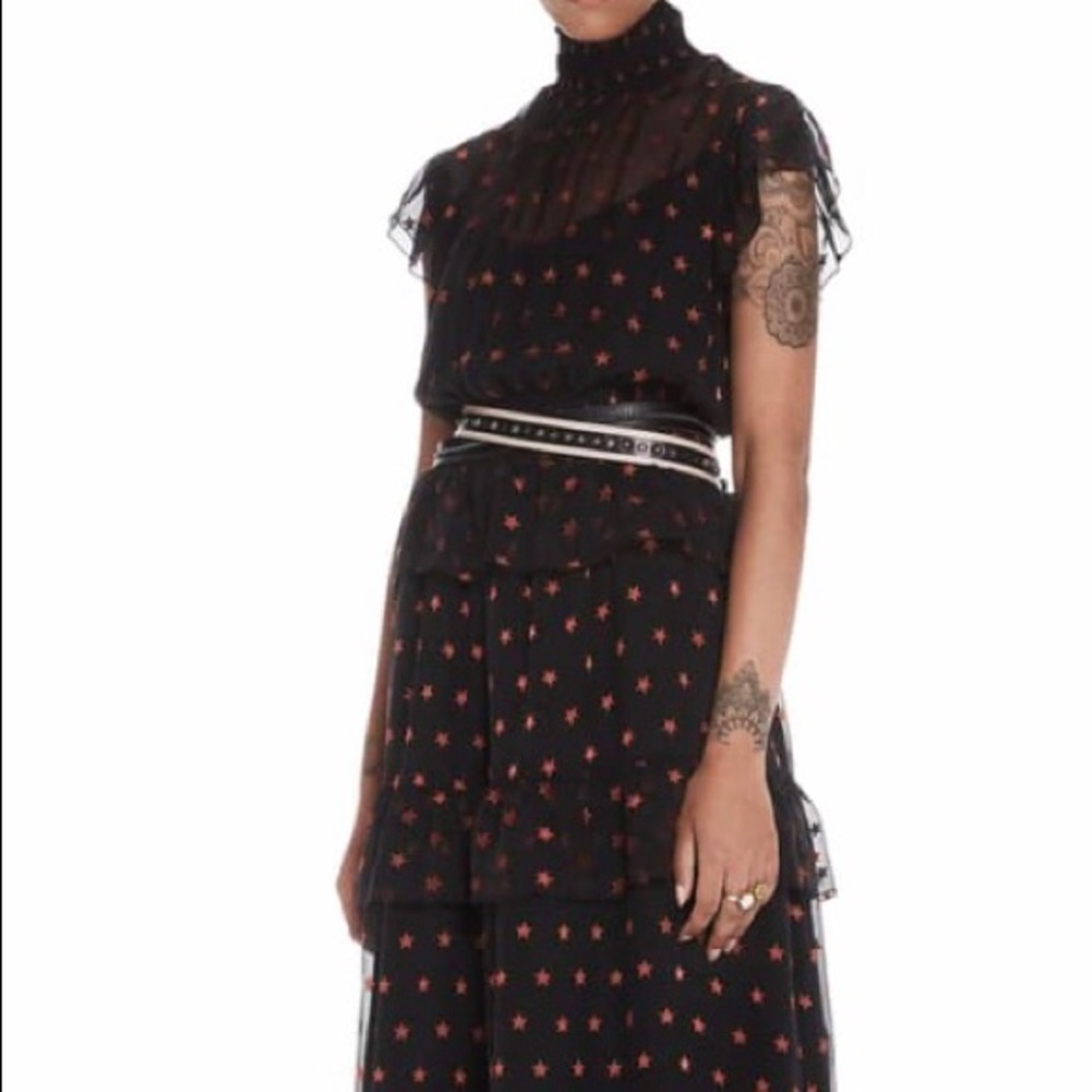 Scotch & Soda High Neck Silk Blend Dress